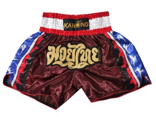 Kanong Muay Thaiboksing Shorts Kickboksing : KNS-149-Rødbrun