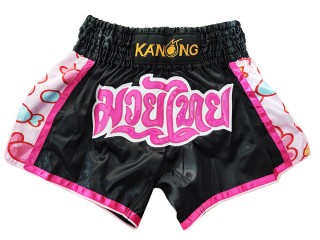Kanong Muay Thaiboksing Shorts Kickboksing : KNS-501-Svart