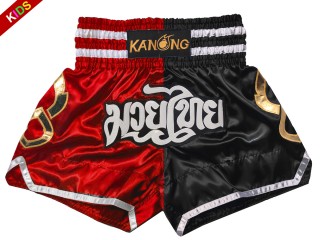 Kanong Shorts Kickboksing barn : KNS-143-Rød-Sort-K