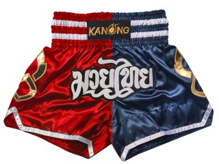 Kanong Muay Thaiboksing Shorts Kickboksing : KNS-143-Rød-Marineblå