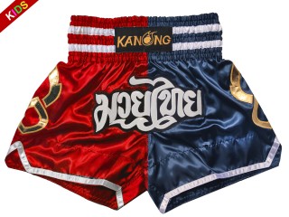 Kanong Shorts Kickboksing barn : KNS-143-Rød-Marineblå-K