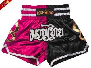 Kanong Shorts Kickboksing barn : KNS-143-Rose-Sort-K