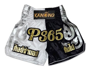 Personlig Muay Thai Shorts : KNSCUST-1287-Hvit-Sort