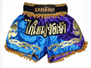 Personlig Muay Thai Shorts : KNSCUST-1292-Himmelblå-lilla