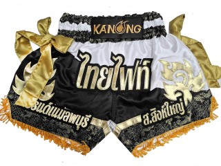 Personlig Muay Thai Shorts : KNSCUST-1296-Sort-Hvit