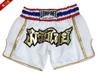 Lumpinee Muay Thai Bokseshorts barn : LUMRTO-006-Hvit-K