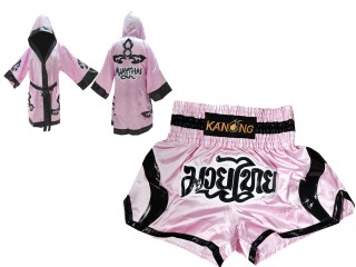 Personlig Kanong Muay Thai Bokseklær + Muay Thai Shorts : 143-Rosa