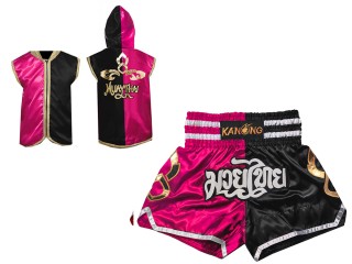 Personlig Kanong Muay Thai Hettejakke + Muay Thai Shorts : 143-Rose-Sort