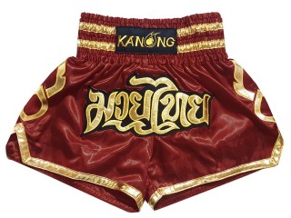 Kanong Muay Thaiboksing Shorts Kickboksing : KNS-121-Rødbrun