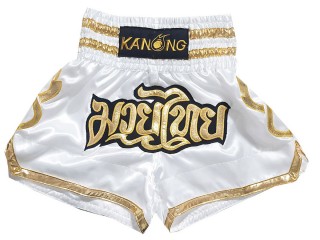 Kanong Muay Thaiboksing Shorts Kickboksing : KNS-121-Hvit