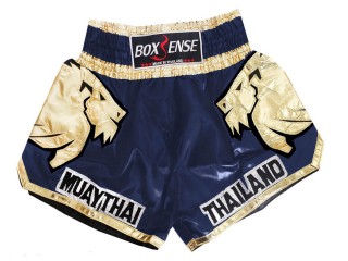 Boxsense Lion Muay Thai Shorts : BXS-303-Marineblå