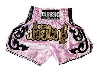 Classic Muay Thai Boksing Shorts : CLS-016-Rosa