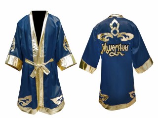 Personlig Kanong Muay Thai Boksekåpe : Marineblå Lai Thai