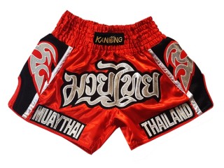 Kanong barn Retro Muay Thai Shorts : KNSRTO-207-Rød