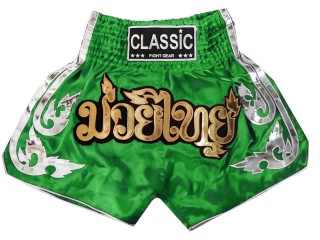 Classic Muay Thai Boksing Shorts : CLS-015-Grønn