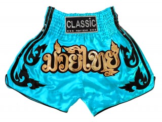 Classic Muay Thai Boksing Shorts : CLS-016-Lyse blå