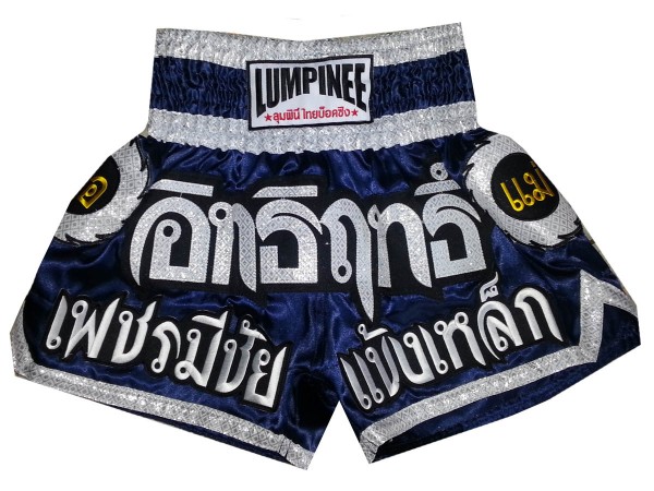 Lumpinee Muay Thai boksing Shorts : LUM-033 Marineblå