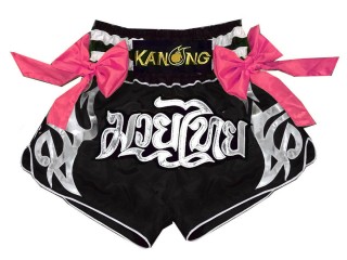 Kanong Muay Thaiboksing Shorts Kickboksing : KNS-127-Svart