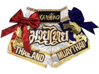 Kanong Muay Thaiboksing Shorts Kickboksing : KNS-128-Hvit