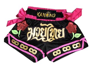 Kanong Muay Thaiboksing Shorts Kickboksing dame : KNS-129-Svart