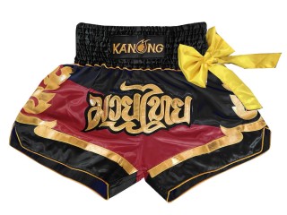 Kanong Muay Thaiboksing Shorts Kickboksing : KNS-130-Svart-rødbrun