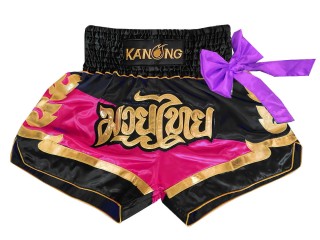 Kanong Muay Thaiboksing Shorts Kickboksing dame : KNS-130-Svart-Rosa