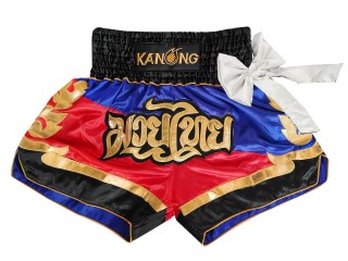 Kanong Muay Thaiboksing Shorts Kickboksing : KNS-130-Blå-Rød