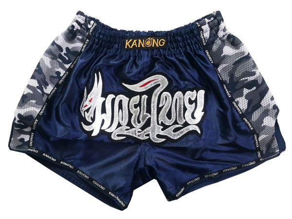Kanong Retro Muay Thai Shorts : KNSRTO-231-Marineblå