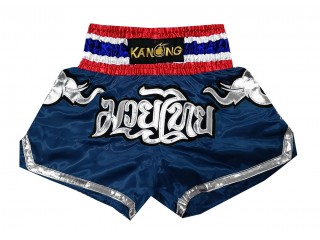 Kanong Muay Thaiboksing Shorts Kickboksing : KNS-125-Marineblå Elefant 
