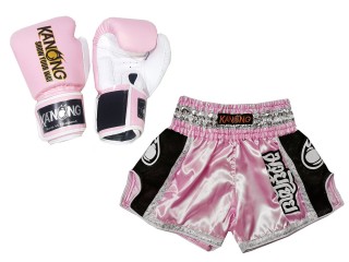 Bunt Muay Thai Hansker og Muay Thai Shorts dame : Set-208-Rosa