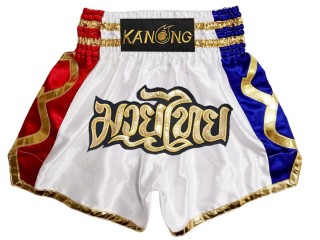 Kanong Muay Thaiboksing Shorts Kickboksing : KNS-141-Hvit
