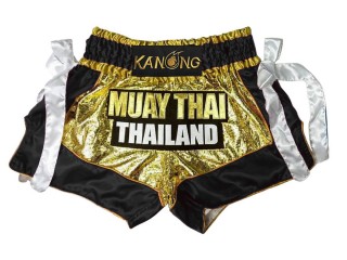 Kanong Muay Thaiboksing Shorts Kickboksing : KNS-152-Gull-Svart