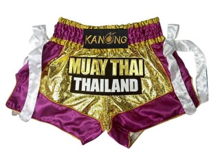 Kanong Muay Thaiboksing Shorts Kickboksing : KNS-152-Gull-Fiolett