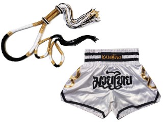 Mongkol Prajead sett med Muay Thai Shorts : 143-Hvit