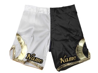 Tilpass MMA-shorts legg til navn eller logo: Hvit-Sort