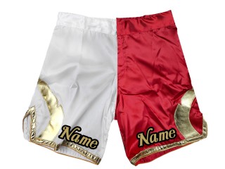 Egendefinerte MMA-shorts legger til navn eller logo: Hvit-rød