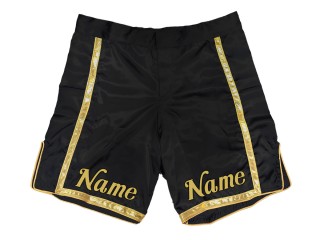 Egendefinerte MMA-shorts med navn eller logo: Svart-gull