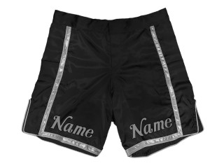 Tilpass MMA-shorts med navn eller logo: Svart-sølv