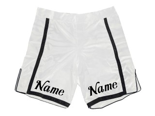 Egendefinert MMA-shorts med navn eller logo: Hvit-Sort