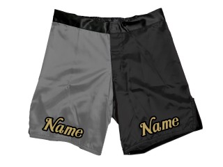 Egendefinerte MMA-shorts med navn eller logo: Grå-svart