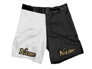 Egendefinerte MMA-shorts med navn eller logo: Hvit-Sort