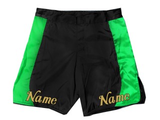 Tilpass design MMA-shorts med navn eller logo: Svart-grønn
