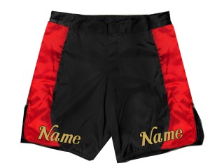 Tilpass MMA-shorts med navn eller logo: Svart-rød