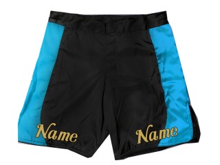 Tilpass design MMA-shorts med navn eller logo: Svart-himmelblå