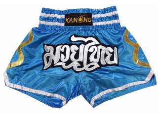 Kanong Muay Thaiboksing Shorts Kickboksing : KNS-143-Himmelblå