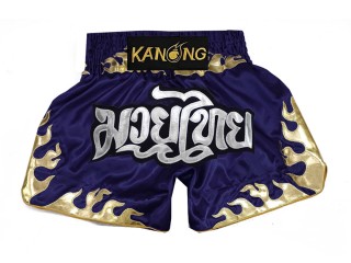 Kanong Muay Thaiboksing Shorts Kickboksing : KNS-145-Marineblå