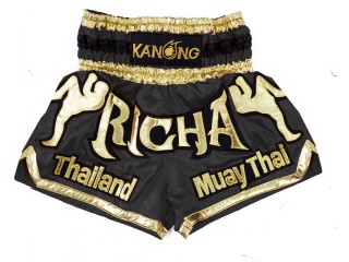 Personlig Muay Thai Shorts : KNSCUST-1228 Svart