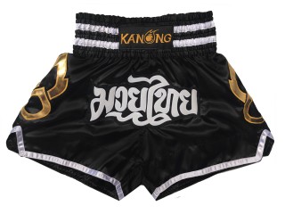 Kanong Muay Thaiboksing Shorts Kickboksing : KNS-143-Svart