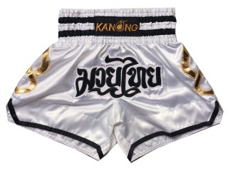 Kanong Muay Thaiboksing Shorts Kickboksing : KNS-143-Hvit