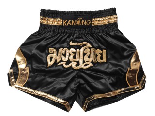 Kanong Muay Thaiboksing Shorts Kickboksing : KNS-144-Svart-Gull